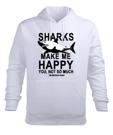 Tisho - SD-90 Sharks Make Me Happy Erkek Kapüşonlu Hoodie Sweatshirt