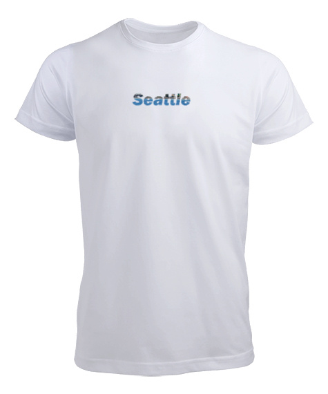 Tisho - Seattle Şehir Teması Beyaz Erkek Tişört