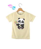 Şeker panda baskılı Krem Çocuk Unisex - Tisho