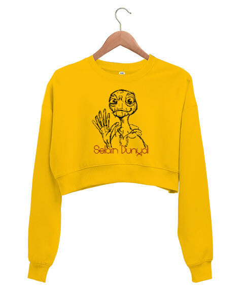 Tisho - Selam Dünyalı - ET Sarı Kadın Crop Sweatshirt