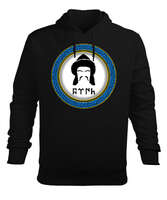 Selçuk,Selçuk logosu,Göktürk,Türkiye. Siyah Erkek Kapüşonlu Hoodie Sweatshirt - Tisho