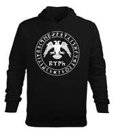 Selçuk,Selçuk logosu,Göktürk,Türkiye. Siyah Erkek Kapüşonlu Hoodie Sweatshirt - Tisho