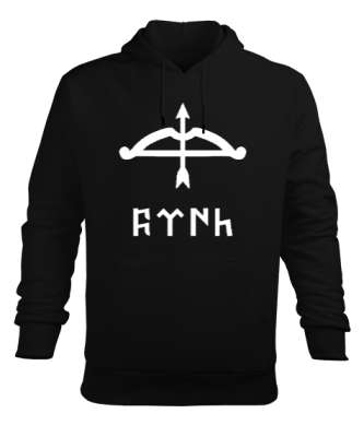 Selçuk,Selçuk logosu,Göktürk,Türkiye. Siyah Erkek Kapüşonlu Hoodie Sweatshirt - Tisho
