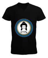 Selçuk,Selçuk logosu,Göktürk,Türkiye. Siyah Erkek Kısa Kol V Yaka Tişört - Tisho