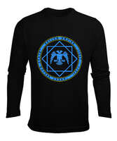 Selçuk,Selçuk logosu,Göktürk,Türkiye. Siyah Erkek Uzun Kol Yazlık Tişört - Tisho