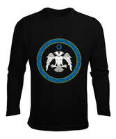 Selçuk,Selçuk logosu,Göktürk,Türkiye. Siyah Erkek Uzun Kol Yazlık Tişört - Tisho