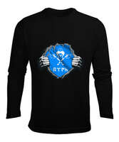 Selçuk,Selçuk logosu,Göktürk,Türkiye. Siyah Erkek Uzun Kol Yazlık Tişört - Tisho