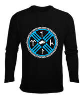 Selçuk,Selçuk logosu,Göktürk,Türkiye. Siyah Erkek Uzun Kol Yazlık Tişört - Tisho