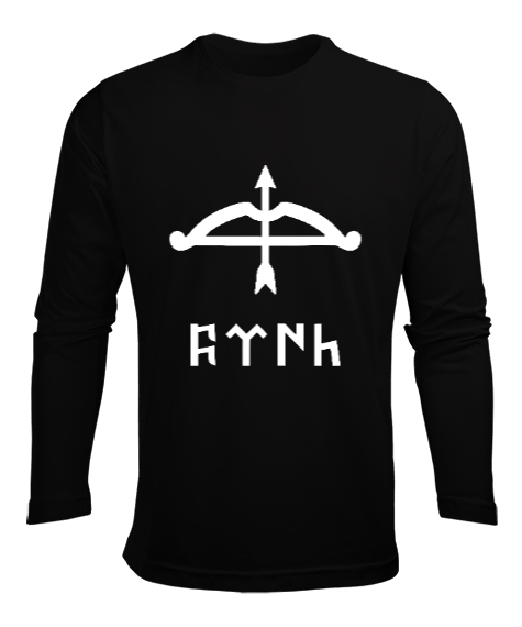 Tisho - Selçuk,Selçuk logosu,Göktürk,Türkiye. Siyah Erkek Uzun Kol Yazlık Tişört