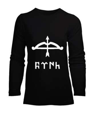 Selçuk,Selçuk logosu,Göktürk,Türkiye. Siyah Kadın Uzun Kol Tişört - Tisho