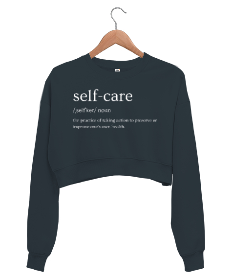 Tisho - Self Care - Kişisel Bakım Füme Kadın Crop Sweatshirt
