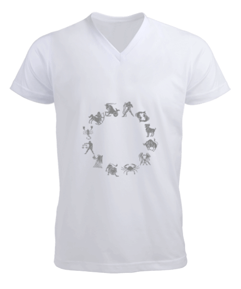 Tisho - semboller erkek v yaka t-shirt Erkek Kısa Kol V Yaka Tişört