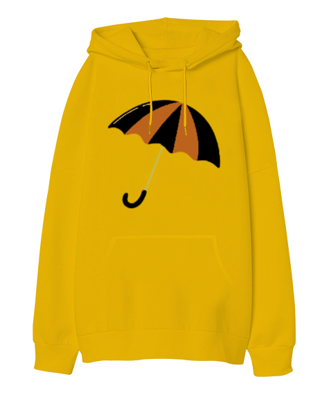 Tisho - Şemsiye Sarı Oversize Unisex Kapüşonlu Sweatshirt