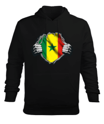 Senegal haritası. Siyah Erkek Kapüşonlu Hoodie Sweatshirt - Tisho
