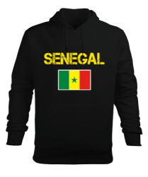Senegal,Senegal Bayrağı,Senegal flag. Siyah Erkek Kapüşonlu Hoodie Sweatshirt - Tisho