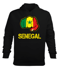 Senegal,Senegal Bayrağı,Senegal flag. Siyah Erkek Kapüşonlu Hoodie Sweatshirt - Tisho