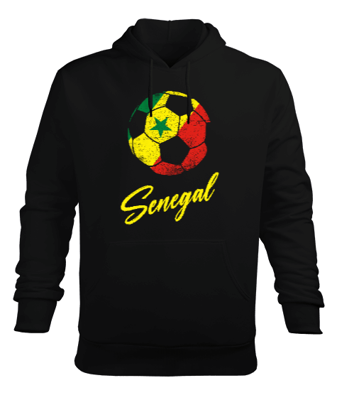 Senegal,Senegal Bayrağı,Senegal flag. Siyah Erkek Kapüşonlu Hoodie Sweatshirt - Tisho