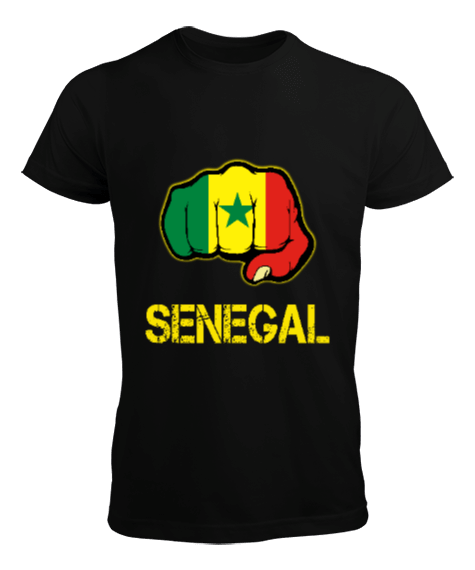 Tisho - Senegal,Senegal Bayrağı,Senegal flag. Siyah Erkek Tişört