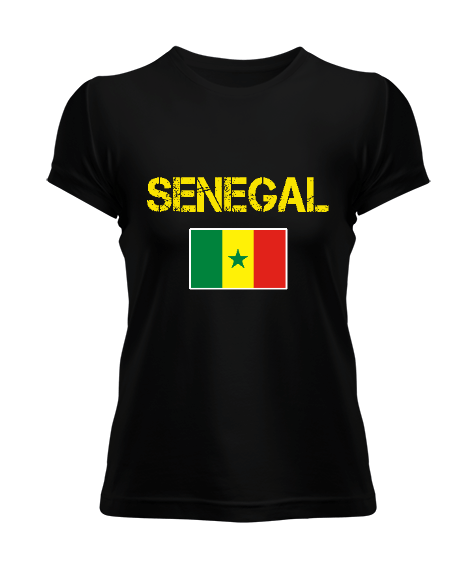 Senegal,Senegal Bayrağı,Senegal flag. Siyah Kadın Tişört - Tisho
