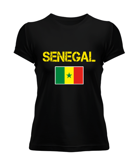 Tisho - Senegal,Senegal Bayrağı,Senegal flag. Siyah Kadın Tişört