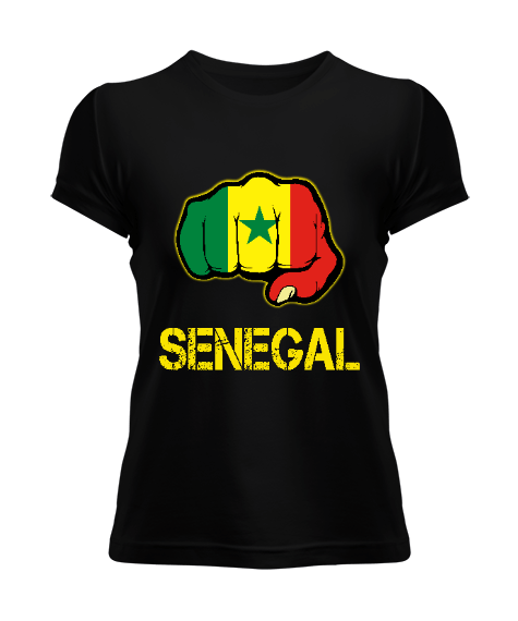 Tisho - Senegal,Senegal Bayrağı,Senegal flag. Siyah Kadın Tişört