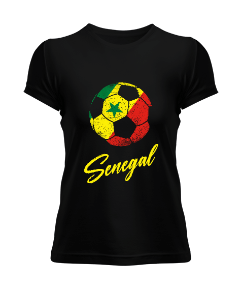 Senegal,Senegal Bayrağı,Senegal flag. Siyah Kadın Tişört - Tisho