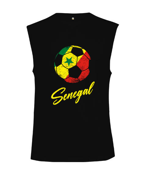 Tisho - Senegal,Senegal Bayrağı,Senegal flag. Siyah Kesik Kol Unisex Tişört