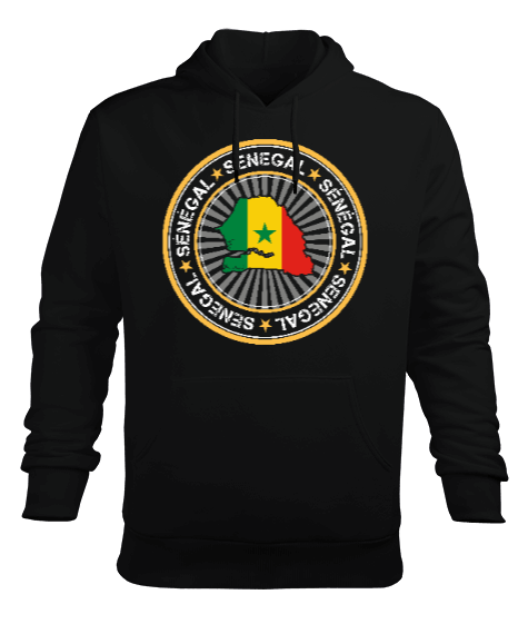 Senegal,Senegal Bayrağı,Senegal flag,Senegal haritası. Erkek Kapüşonlu Hoodie Sweatshirt - Tisho
