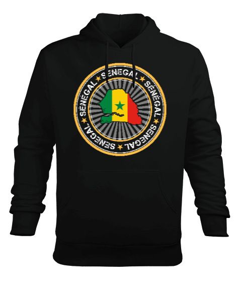 Tisho - Senegal,Senegal Bayrağı,Senegal flag,Senegal haritası. Erkek Kapüşonlu Hoodie Sweatshirt