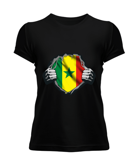 Senegal,Senegal Bayrağı,Senegal flag,Senegal haritası. Siyah Kadın Tişört - Tisho