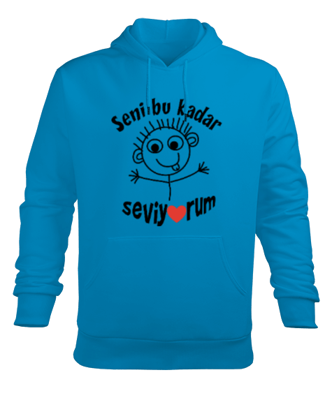 Tisho - SENİ BU KADAR ÇOK SEVİYORUM BASKILI ERKEK SWEETSHİRT Erkek Kapüşonlu Hoodie Sweatshirt