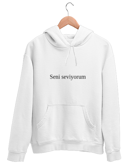 Tisho - Seni seviyorum Beyaz Unisex Kapşonlu Sweatshirt