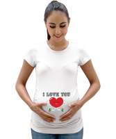 Seni Seviyorum - I Love You Beyaz Kadın Hamile Tişört - Tisho
