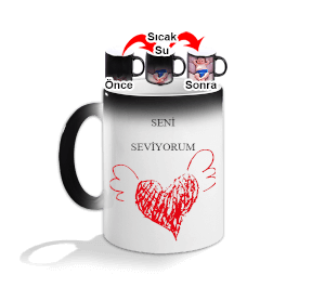 SENİ SEVİYORUM KALP Sihirli Kupa Bardak - Tisho