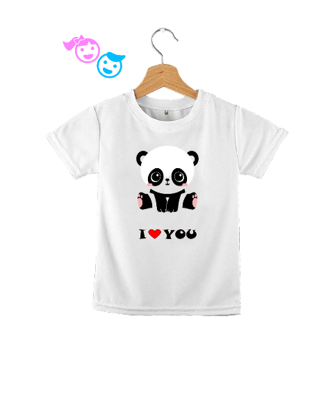 Tisho - Seni seviyorum panda baskılı Beyaz Çocuk Unisex