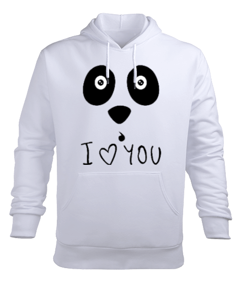 Tisho - seni seviyorum PANDA Erkek Kapüşonlu Hoodie Sweatshirt