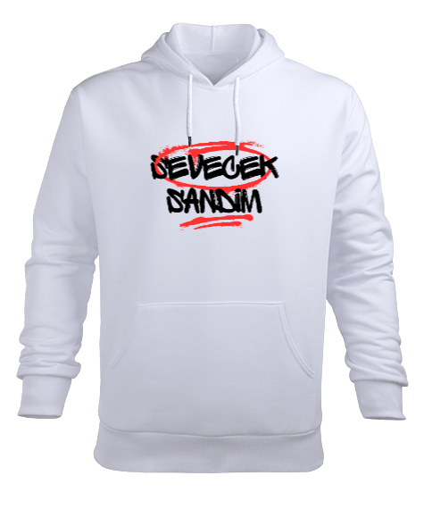 Tisho - Sevecek Sandım Beyaz Erkek Kapüşonlu Hoodie Sweatshirt