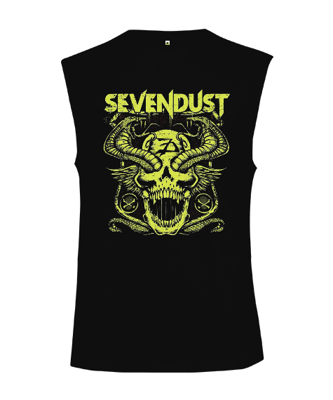 Tisho - Sevendust Rock Tasarım Baskılı Kesik Kol Unisex Tişört