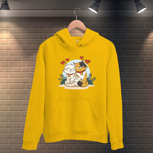 Sevgili Kediler Kadın Kapüşonlu Sweatshirt - Thumbnail