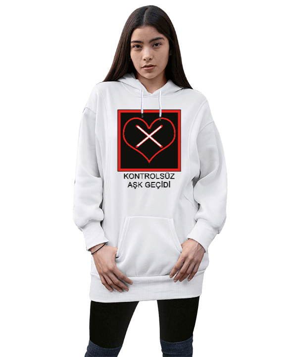 Tisho - sevgili özel tasarımlı Kadın Uzun Hoodie Kapüşonlu Sweatshirt