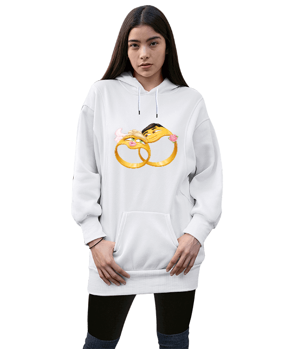 Tisho - sevgili özel tasarımlı Kadın Uzun Hoodie Kapüşonlu Sweatshirt