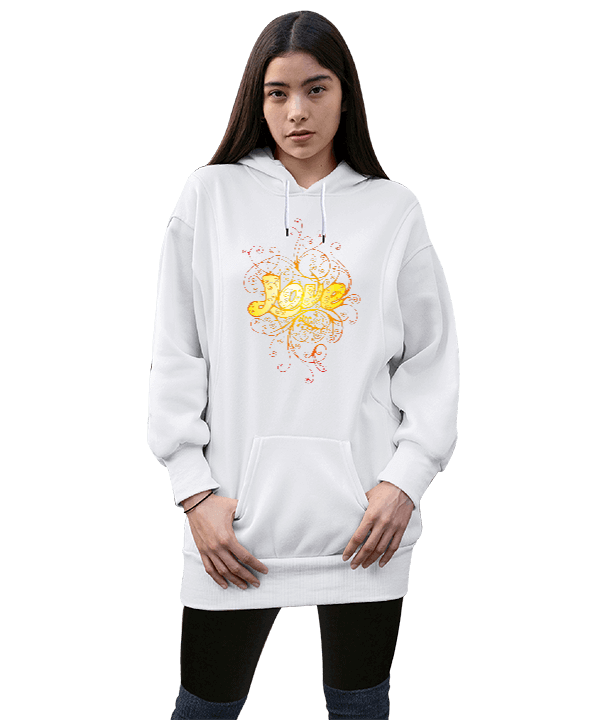 Tisho - sevgili özel tasarımlı Kadın Uzun Hoodie Kapüşonlu Sweatshirt
