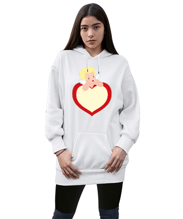 Tisho - sevgili özel tasarımlı Kadın Uzun Hoodie Kapüşonlu Sweatshirt