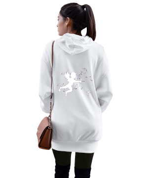 sevgili özel tasarımlı Kadın Uzun Hoodie Kapüşonlu Sweatshirt - Thumbnail