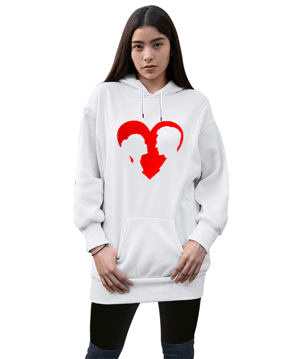 Tisho - sevgili tasarım Kadın Uzun Hoodie Kapüşonlu Sweatshirt