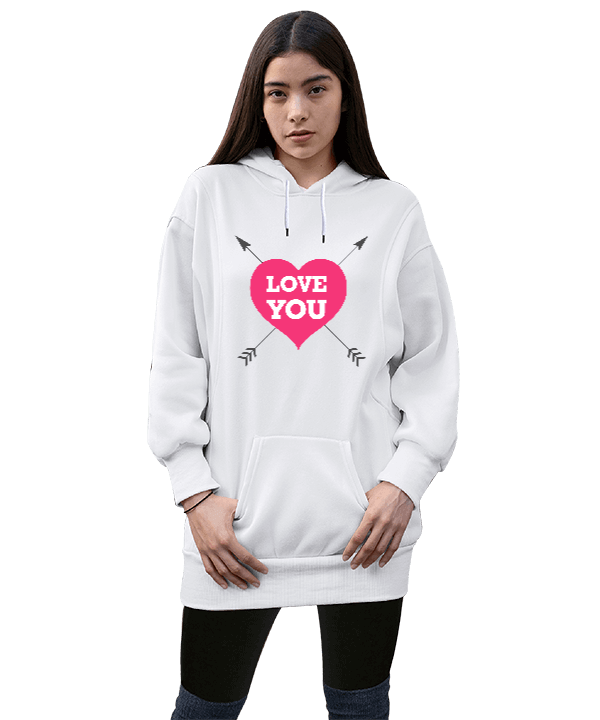 Tisho - sevgili tasarım Kadın Uzun Hoodie Kapüşonlu Sweatshirt