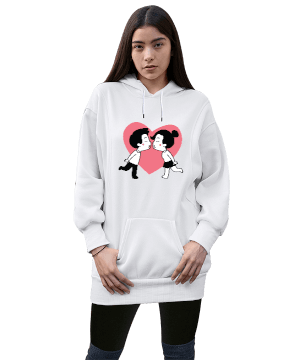 Tisho - sevgili tasarım Kadın Uzun Hoodie Kapüşonlu Sweatshirt