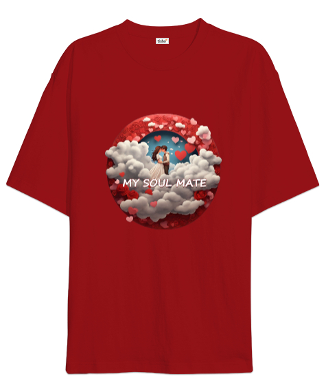 Tisho - Sevgililer Günü Kırmızı Oversize Unisex Tişört