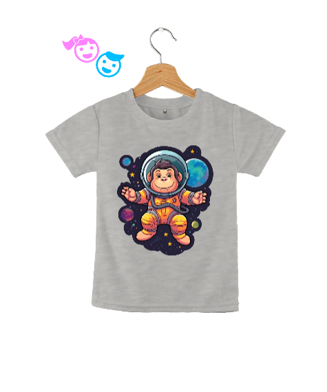 Tisho - Sevimli astronot maymun uzay Gri Çocuk Unisex