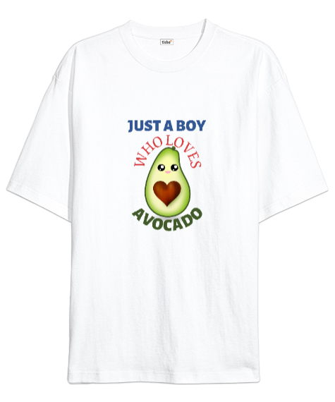 Tisho - Sevimli Avokado Beyaz Oversize Unisex Tişört